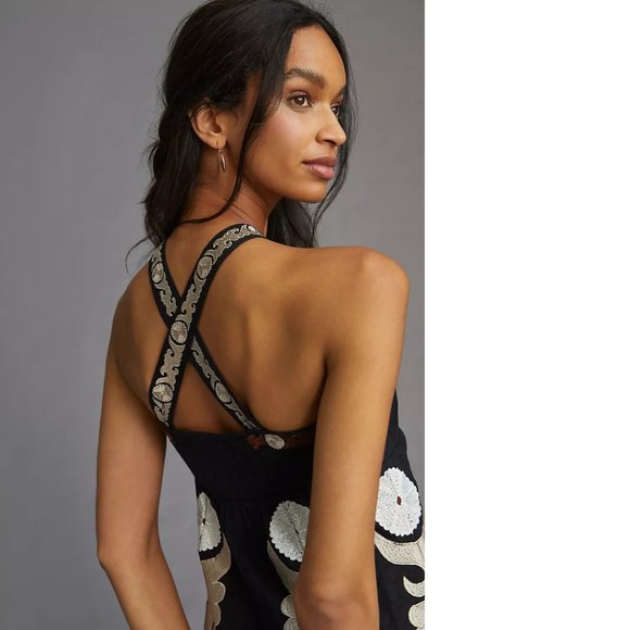 By Anthropologie Embroidered Halter Midi Dress - Picture 2 of 7